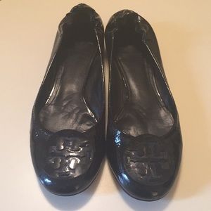 Tory Burch Black Patent Leather Flats Size 8.5